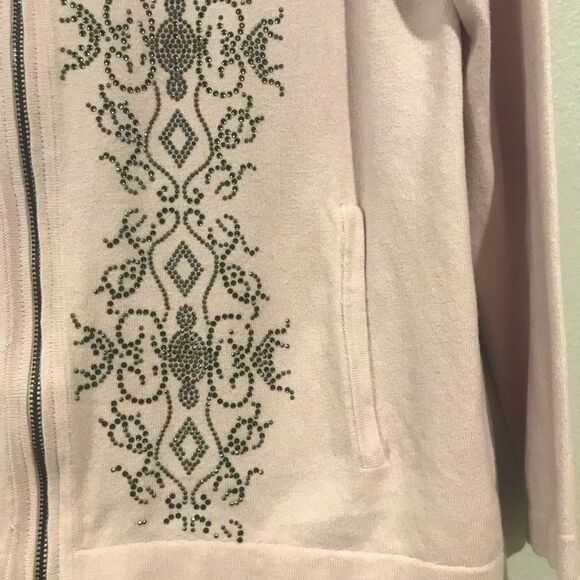 Zinergy by Chico’s Womens Sweater Zipper up Floral sequins Size 1 = M - Picture 7 of 7